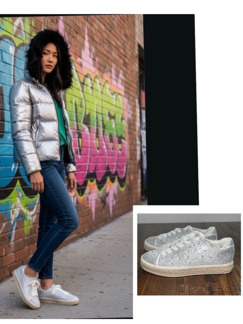 NWT Lola2 Sneakers white with Silver Rhinestones size 7
